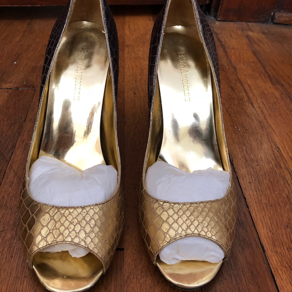 Gold python printed heels - Picture 2 of 5